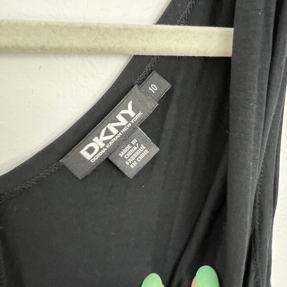 DKNY Womens Black Sleeveless Tulip Dress Sz 10 Knee Length Classy Minimalist Mix - Picture 8 of 13